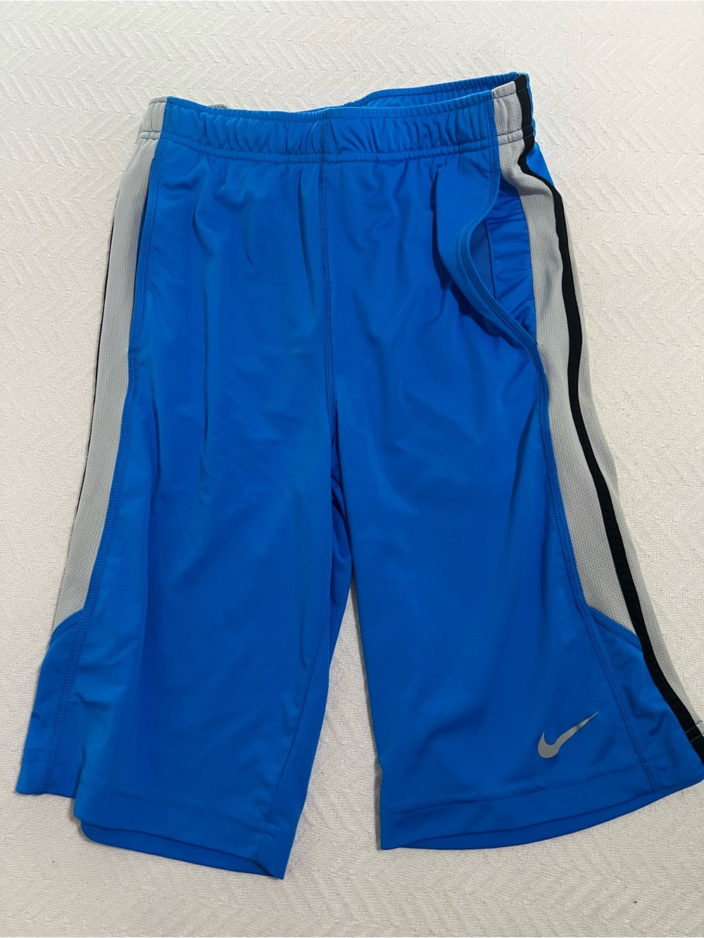 Nike Royal Blue Athletic Shorts with Gray & Black Trim pockets youth large YL
